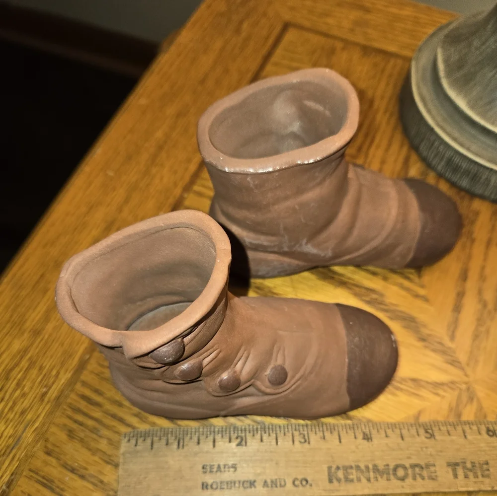 Ceramic Baby Shoe, Victorian Style, Pencil Holder Or Vase.